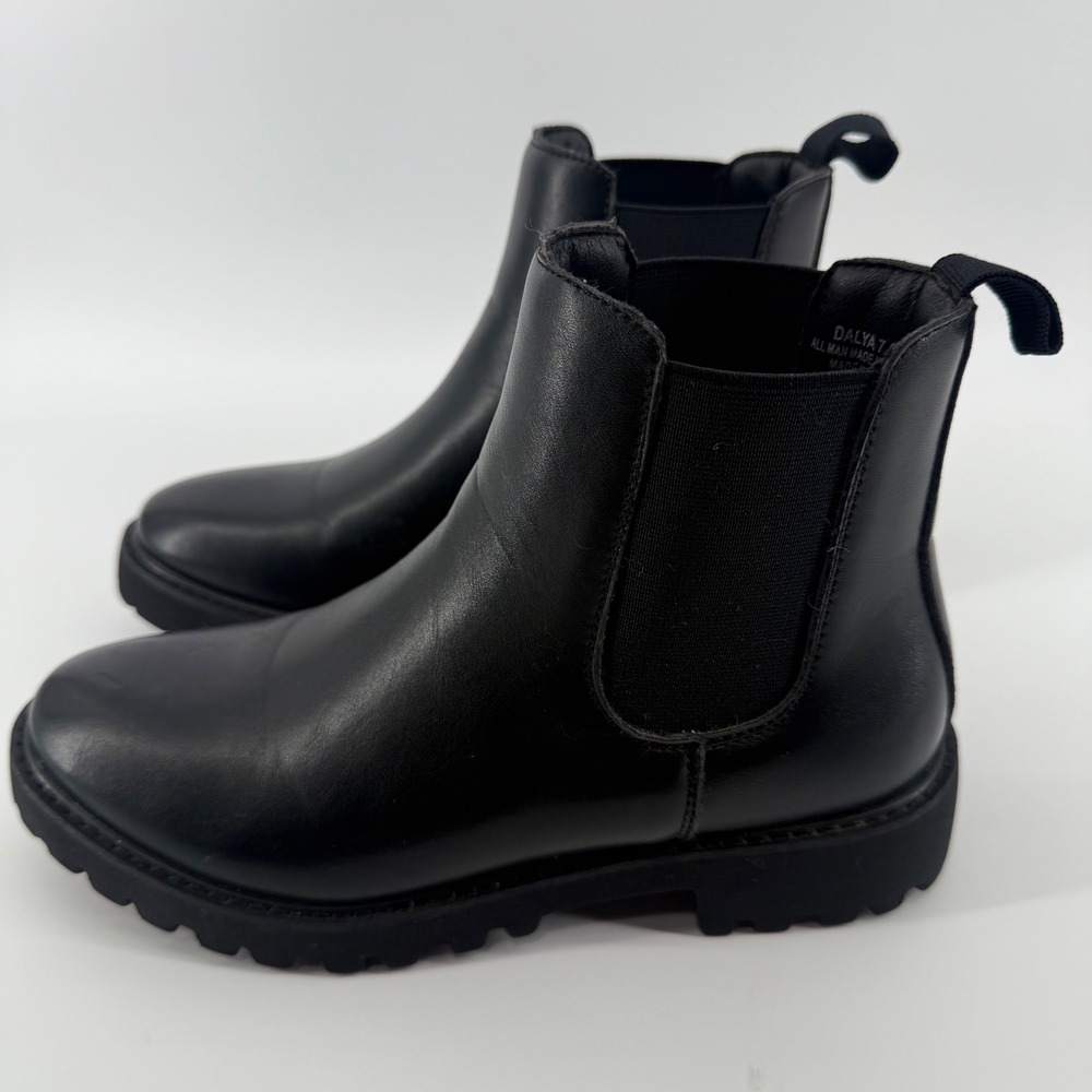 Dunes Womens Black Dalya Chelsea Boots Lug Sole Elastic Ankle Size 7.5M‎